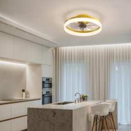 Ceiling Fan with Light: 45cm Modern Low Profile Flush Mount Fandelier with App,Dimmable Gold Bladeless Fan Light Fixture - thumbnail 4