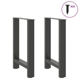Berkfield Dining Table Legs Natural Steel 2 Pcs 50X(72-73) Cm Steel - thumbnail 3