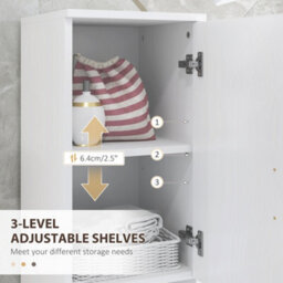 Kleankin Tall Bathroom Storage Cabinet With Soft Close Mechanism, White - thumbnail 5