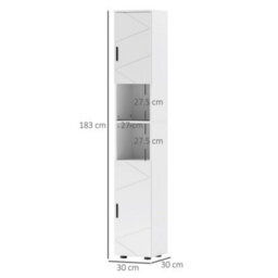 Kleankin Tall Bathroom Storage Cabinet With Soft Close Mechanism, White - thumbnail 3