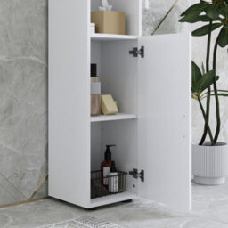 Kleankin Tall Bathroom Storage Cabinet With Soft Close Mechanism, White - thumbnail 9