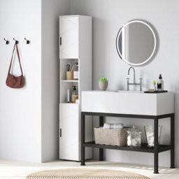 Kleankin Tall Bathroom Storage Cabinet With Soft Close Mechanism, White - thumbnail 8