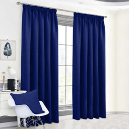 Aspire Homeware Navy Plain Blackout Curtains Room Darkening Pencil Pleat Curtain Pair (W) 168Cm X (D)228Cm With Tie Back Pair - thumbnail 8