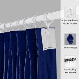 Aspire Homeware Navy Plain Blackout Curtains Room Darkening Pencil Pleat Curtain Pair (W) 168Cm X (D)228Cm With Tie Back Pair - thumbnail 3