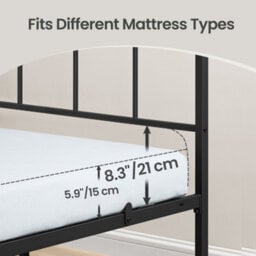 Ledrem Metal Platform Bed Frame, 135 X 190 Cm, Double Bed With Headboard And Slats, Easy Assembly, Bedroom, Black - thumbnail 5