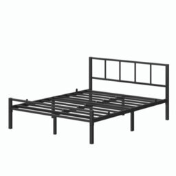 Ledrem Metal Platform Bed Frame, 135 X 190 Cm, Double Bed With Headboard And Slats, Easy Assembly, Bedroom, Black - thumbnail 2