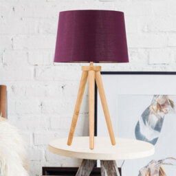 First Choice Lighting Voyage - Light Oak Table Lamp Or Bedside Light With Burgundy Shade - thumbnail 2