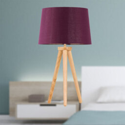 First Choice Lighting Voyage - Light Oak Table Lamp Or Bedside Light With Burgundy Shade - thumbnail 3
