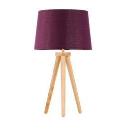 First Choice Lighting Voyage - Light Oak Table Lamp Or Bedside Light With Burgundy Shade - thumbnail 1