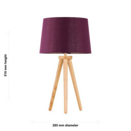 First Choice Lighting Voyage - Light Oak Table Lamp Or Bedside Light With Burgundy Shade - thumbnail 5
