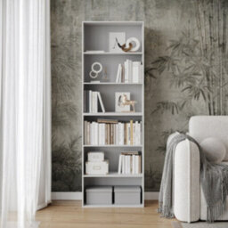 Urbn-Living Urbnliving 180Cm Height Wide 6 Tier White Book Shelf Deep Bookcase Storage Cabinet Display Dining Living Room - thumbnail 1