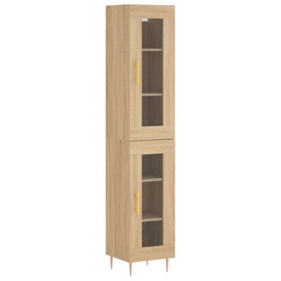 Berkfield Elegant Highboard Sonoma Oak 34.5X34X180 Cm Engineered Wood - image 1