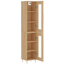 Berkfield Elegant Highboard Sonoma Oak 34.5X34X180 Cm Engineered Wood - thumbnail 4