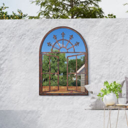 Mirroroutlet Metal Arch Shaped Decorative Church Effect Garden Mirror 89Cm X 69Cm - thumbnail 1