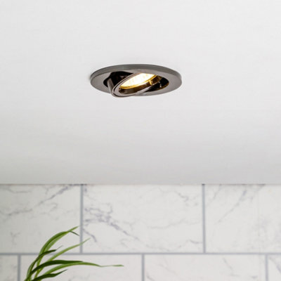 Litecraft 2 Pack Black Chrome Modern Ip20 Fire Rated Adjustable Downlights - image 1