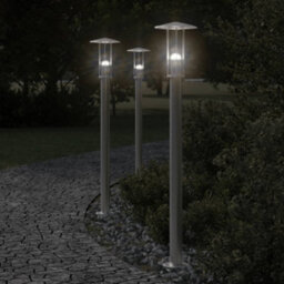 Outdoor Floor Lamp Silver 100 Cm Stainless Steel - thumbnail 1