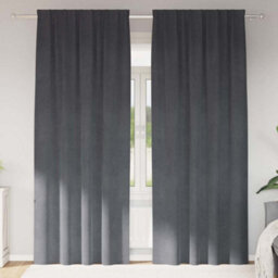 Berkfield Blackout Curtains With Top Tape 2 Pcs Super Light Grey Velvet