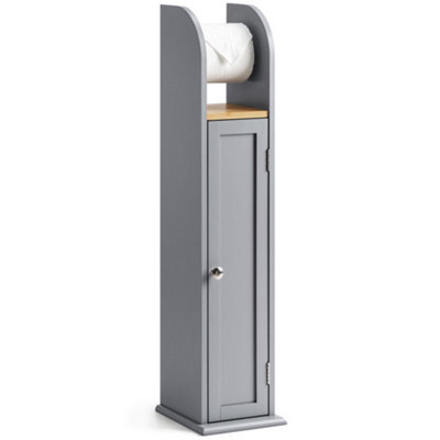 Christow Freestanding Grey Bamboo Wood Toilet Roll Holder - image 1
