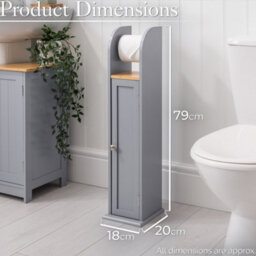 Christow Freestanding Grey Bamboo Wood Toilet Roll Holder - thumbnail 6