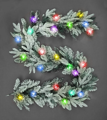 Shatchi 2M Prelit Lapland Fir Snow Flock W/multicolour Christmas Christmas Garland