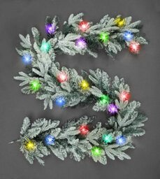 Shatchi 2M Prelit Lapland Fir Snow Flock W/multicolour Christmas Christmas Garland