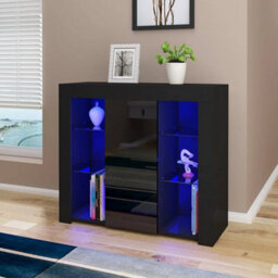 Black Matt Body & Black High Gloss Doors Tv Stand - thumbnail 4