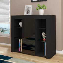 Black Matt Body & Black High Gloss Doors Tv Stand - thumbnail 3