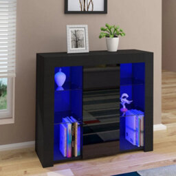 Black Matt Body & Black High Gloss Doors Tv Stand - thumbnail 2