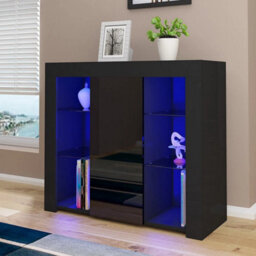 Black Matt Body & Black High Gloss Doors Tv Stand