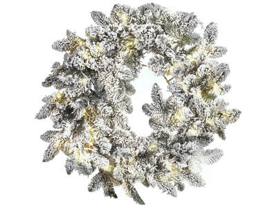 Beliani Snowy Christmas Wreath Led Sundo White 70 Cm - image 1