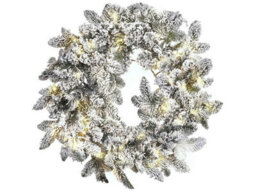 Beliani Snowy Christmas Wreath Led Sundo White 70 Cm - thumbnail 1