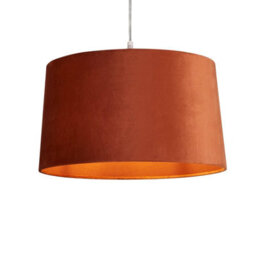Lighting Collection Terra Glow Warm Terracotta Fabric Drum Pendant Light Shade - thumbnail 2