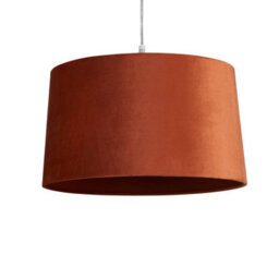 Lighting Collection Terra Glow Warm Terracotta Fabric Drum Pendant Light Shade - thumbnail 3