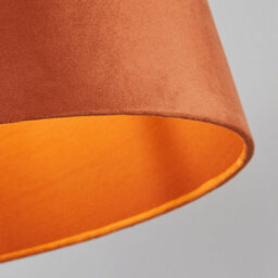 Lighting Collection Terra Glow Warm Terracotta Fabric Drum Pendant Light Shade - thumbnail 4