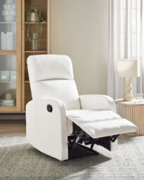 Beliani Recliner Chair Virrat With Footrest Faux Leather White - thumbnail 2