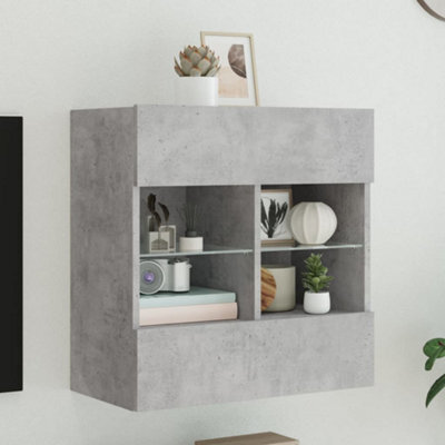Walplus Tv Wall Cabinet With Led Lights Concrete Grey 58.5X30X60.5 Cm - image 1