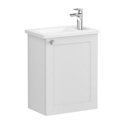 Vitra Harlow Essence Matt Light Grey Wall-Mounted Cloakroom Vanity Unit & Basin Set (W)455mm (H)575mm - image 1