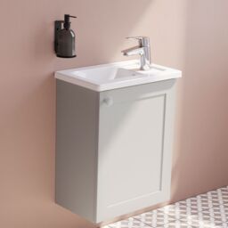 Vitra Harlow Essence Matt Light Grey Wall-Mounted Cloakroom Vanity Unit & Basin Set (W)455mm (H)575mm - thumbnail 3