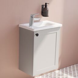Vitra Harlow Essence Matt Light Grey Wall-Mounted Cloakroom Vanity Unit & Basin Set (W)455mm (H)575mm - thumbnail 5