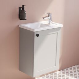 Vitra Harlow Essence Matt Light Grey Wall-Mounted Cloakroom Vanity Unit & Basin Set (W)455mm (H)575mm - thumbnail 6