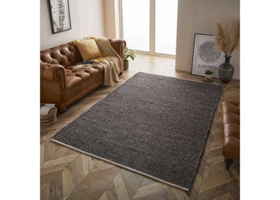 Melrose Savannah 100% Wool Charcoal Large Area Rug 160/230Cm - image 1