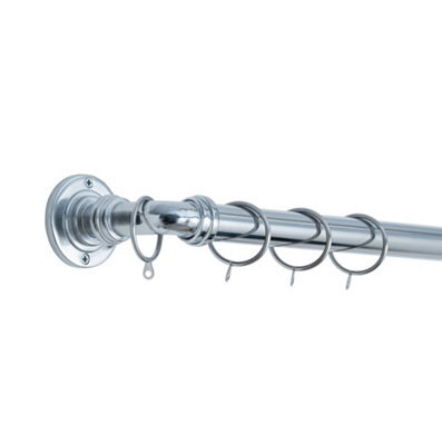A.unique Home Room Darkening Metal Extendable Curtain Pole With Rings And Fittings - Nickel, 120Cm - 220Cmapprox - image 1
