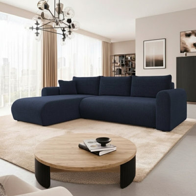 Universal Corner Sofa Bed Has Storage Profiled Comfort Modern Fabric Left Or Right Hand 212 122Cm Sleeping Area Blue - image 1