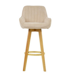 Lakeland Furniture Karlstad Natural Cream Fabric Wooden Leg Base Bar Stool