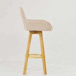 Lakeland Furniture Karlstad Natural Cream Fabric Wooden Leg Base Bar Stool - thumbnail 5