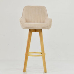 Lakeland Furniture Karlstad Natural Cream Fabric Wooden Leg Base Bar Stool - thumbnail 3