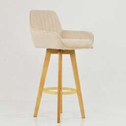 Lakeland Furniture Karlstad Natural Cream Fabric Wooden Leg Base Bar Stool - thumbnail 4