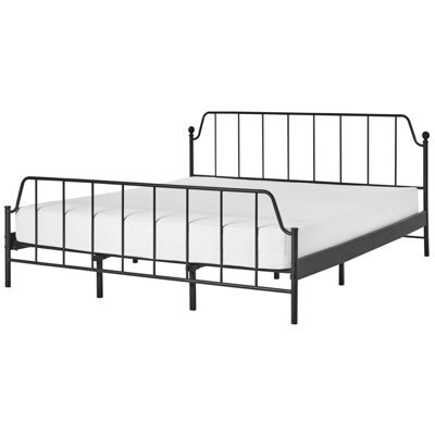 Beliani Bed Metal Mauressac 180 X 200 Cm (Eu Super King) Black - image 1