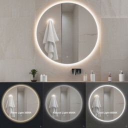 Fino Stone Alcala 60Cm Heated Anti-Fog Round Led Bathroom Mirror - thumbnail 2
