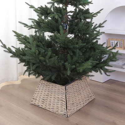 Urbn-Living Urbnliving 47Cm Square Christmas Tree Skirt Rope Design Decorative Festive Base Cover Natural Set Of 4 - image 1